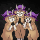 Three llamas singing around the same microphone